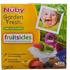 Nuby Garden Fresh Fruitsicle Frozen Pop Tray Teething Multicolored BPA Free NEW